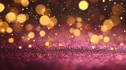 pink and gold glitter background with bokeh lights