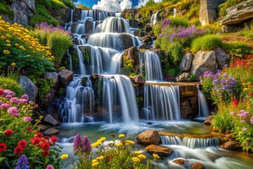 Shimmering Waterfalls in Bloom: Cascading waterfalls adorned with wildflowers create a mesmerizing display of color and sound.