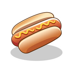 Hot dog logo vector in white background with shadow