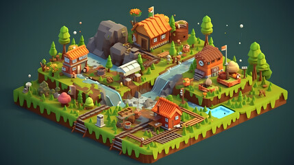 Trade game 3d pixel cartoon