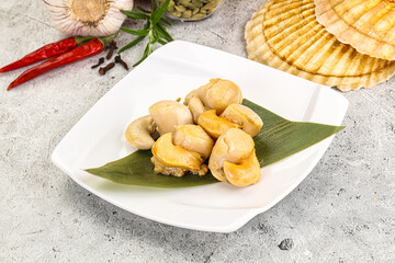 Delicous luxury baked seafood scallops