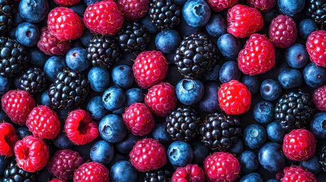 Blueberry, blackberry and raspberry background texture