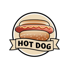 Hotdog logo design icon vector illustration template in circle 