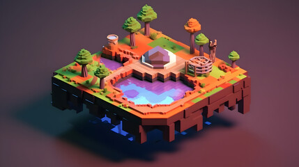 Obraz premium Trap game 3d pixel cartoon