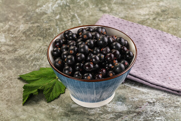 Ripe black currant in the bowl