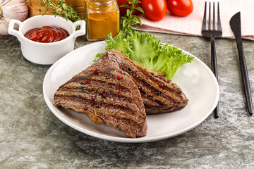 Delicus grilled beef steak with sauce