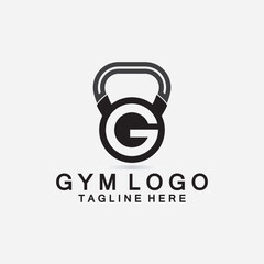 Obraz premium Creative design letter G Combination with kettlebell for Fitness GYM Logo.