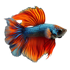 Striking Siamese Fighting Fish in Vibrant Colors on Plain Background