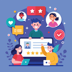 social media customer feedback review illustration