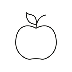 Apple Line Icon With Leaf, Healthy Food Choices And Organic Nutrition. Fresh Fruit Diet And Wellness Outline Icon. Isolated Vector Illustration