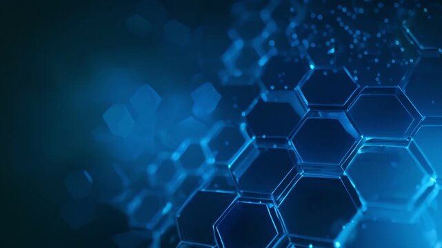 Abstract blue hexagonal pattern with glowing lines, representing technology, data, or network.