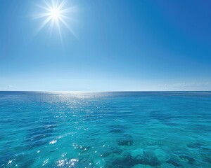 Bright blue ocean under clear sunny sky at renowned coastal setting