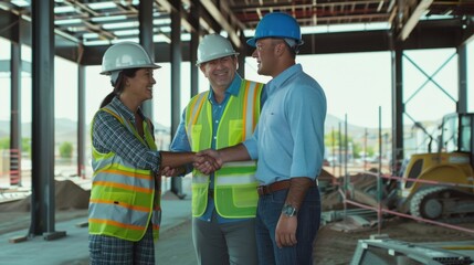 The handshake on construction site