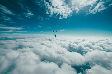 Skydiver falls through the air