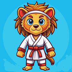 Naklejka premium lion karate kimono judo taekwondo vector sport mascot