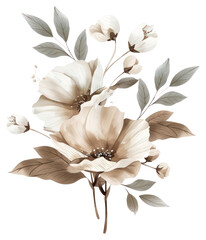 Obraz premium PNG Flowers bouquet art illustrated graphics.