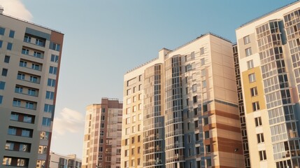 Naklejka premium A horse with a majestic, brown and white coat stands in a sunlit field, exuding a calm and powerful presence against the vast, clear sky.