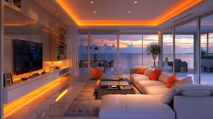 Luxury Living Room with Ocean View