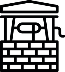 Simple icon of a water well with a roof, symbolizing access to clean and fresh water
