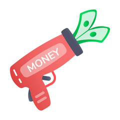 A flat style icon of money gun 