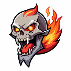 skull with a tattoo on a white background silhouette vector illustration