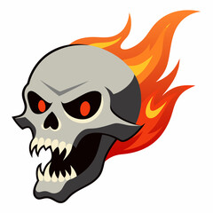 skull with a tattoo on a white background silhouette vector illustration