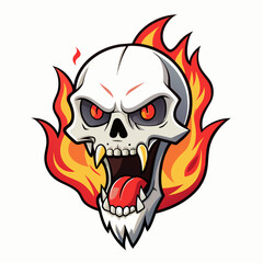 skull with a tattoo on a white background silhouette vector illustration