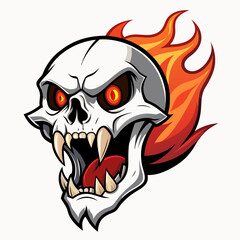 skull with a tattoo on a white background silhouette vector illustration