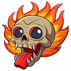 skull with a tattoo on a white background silhouette vector illustration