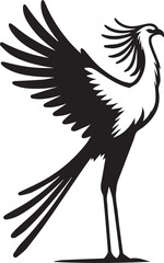 Secretary Bird vector silhouette illustration logo art