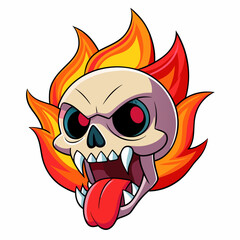 skull with a tattoo on a white background silhouette vector illustration