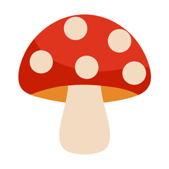 Colorful Red Mushroom Vector Illustration with White Polka Dots for Nature Themed Designs and Projects