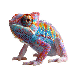 Obraz premium Vibrant Colorful Chameleon Reptile on Plain Transparent isolated png Background in High Detail Photography