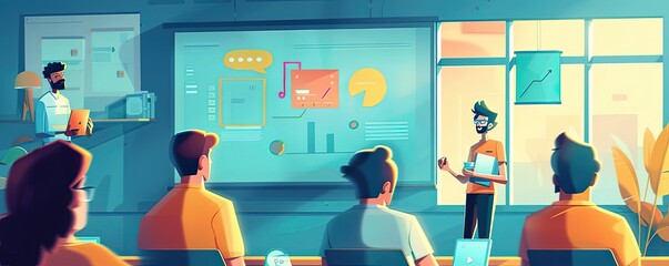 Brand storytelling, crafting compelling narratives, flat design illustration