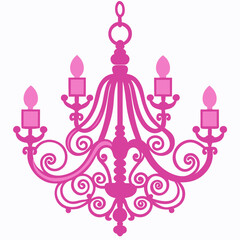 Chandelier with ornament on a white background silhouette vector illustration