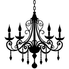 Chandelier with ornament on a white background silhouette vector illustration