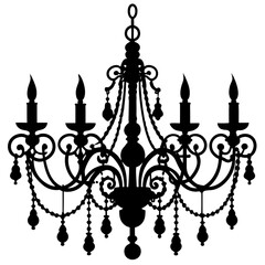 Chandelier with ornament on a white background silhouette vector illustration