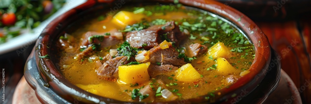 Sticker traditional beef soup sancocho