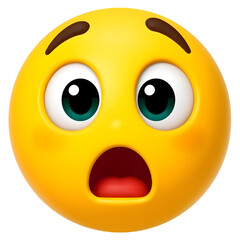 surprised face emoticon isolated on transparent background.