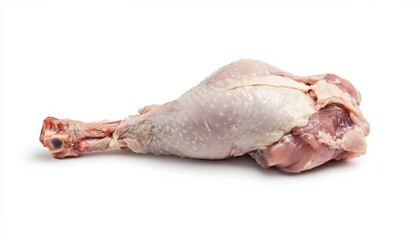 Raw chicken leg quarter placed on a white background for food preparation