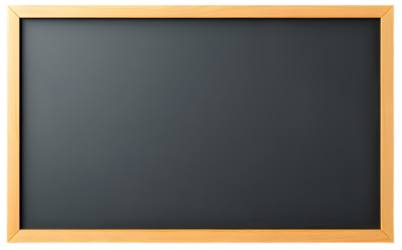 a blackboard with a wooden frame with chalk isolated on transparent background.
