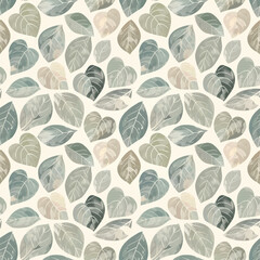 Fototapeta premium Patrón de hojas texturizadas, estilo sofisticado con hojas verdes naturales en forma de corazón, precioso para textiles y papel