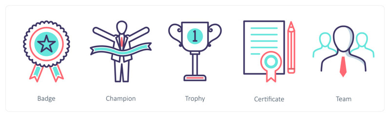 A set of 5 Business icons as badge, champion, trophy