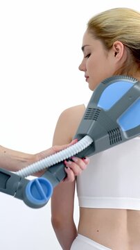 Advanced electromagnetic therapy with SIS for accelerated fracture healing and joint blockage relief. Ideal for showcasing cutting-edge rehabilitation technology and effective recovery solutions.