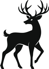 Flat Deer Vector - Simple and Elegant Black and White Design, Explore a simple and elegant deer black and white vector illustration in a flat design style. Perfect for logos.