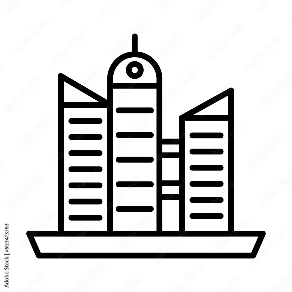 Poster cityscape line icon