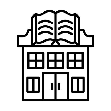 black line art library building clip art preview