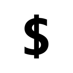 $ US dollar icon isolated on white background. USD sign symbol