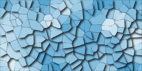 Light blue color Broken Stained Glass Background with Black lines. Geometric Retro tiles pattern. Cement kitchen decor & abstract mosaic polygonal background. Colorful polygonal design pattern.