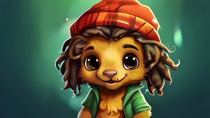 A reggae-style cute animal. Generative ai.